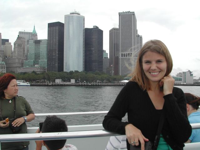 Dani on the New York harbor cruise