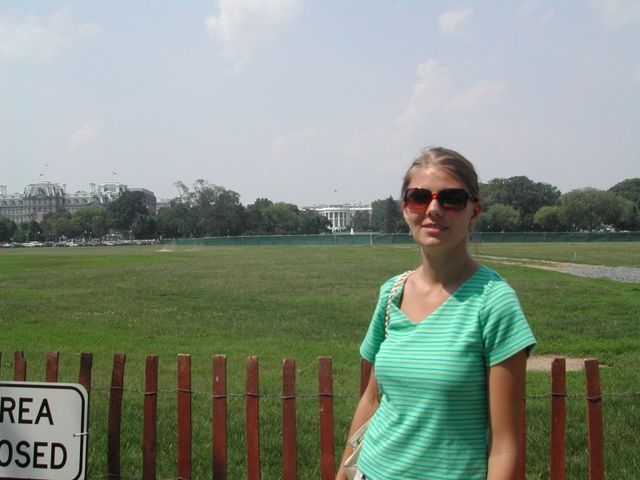 Dani in Washington, DC with the White House in the far background