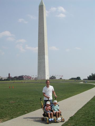 Matt, Kevin, and Ryan in Washington, DC with the Washington Monument in the background