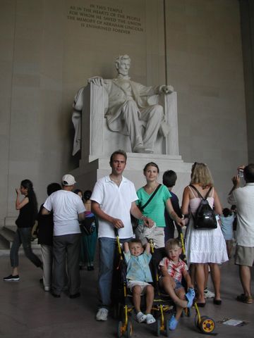 Matt, Dani, Kevin, and Ryan at the Lincoln Memorial in Washington, DC