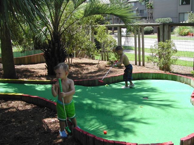 Kevin and Ryan playing putt-putt at the water park in Hilton Head, SC