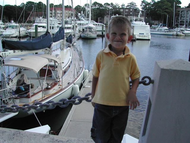 Kevin at Harbour Town in Hilton Head, SC with the yachts in the background