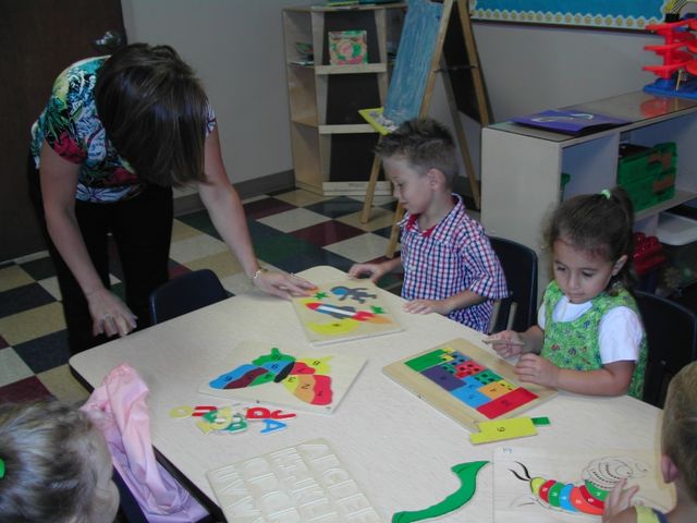 Kevin in class at Rocky Creek Baptist Church Preschool on the first day of school (K-4)