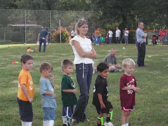 Dani and Kevin in line at Greenville Youth Sports soccer practice